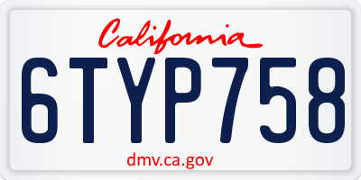 CA license plate 6TYP758