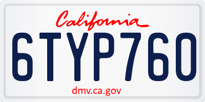 CA license plate 6TYP760