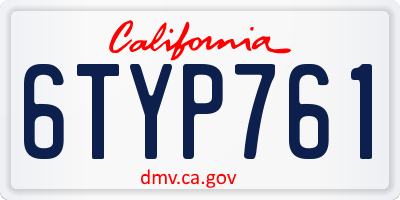 CA license plate 6TYP761