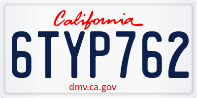 CA license plate 6TYP762