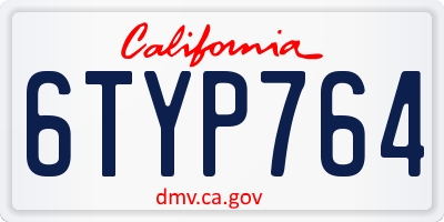 CA license plate 6TYP764