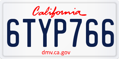 CA license plate 6TYP766
