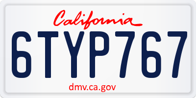 CA license plate 6TYP767