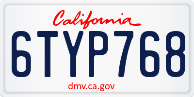CA license plate 6TYP768