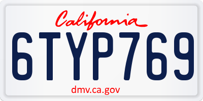 CA license plate 6TYP769