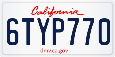 CA license plate 6TYP770