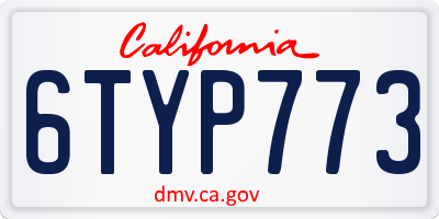 CA license plate 6TYP773
