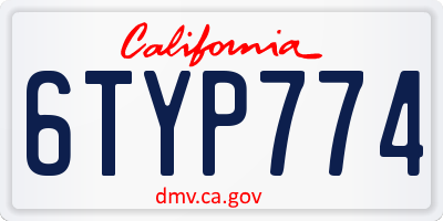 CA license plate 6TYP774