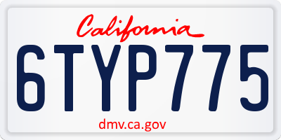 CA license plate 6TYP775