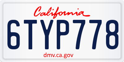CA license plate 6TYP778