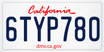 CA license plate 6TYP780