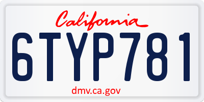 CA license plate 6TYP781