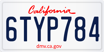 CA license plate 6TYP784