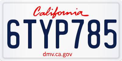 CA license plate 6TYP785