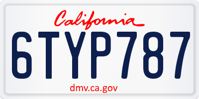 CA license plate 6TYP787