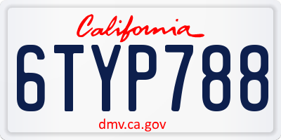 CA license plate 6TYP788