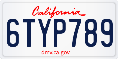 CA license plate 6TYP789