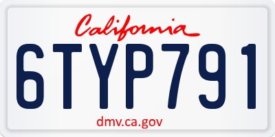 CA license plate 6TYP791