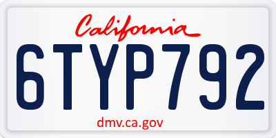 CA license plate 6TYP792