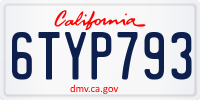 CA license plate 6TYP793
