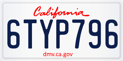 CA license plate 6TYP796