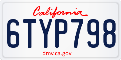 CA license plate 6TYP798