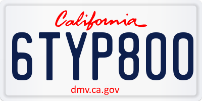 CA license plate 6TYP800