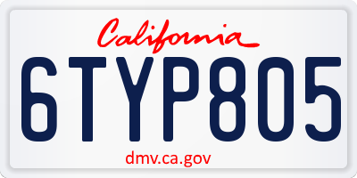 CA license plate 6TYP805