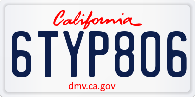 CA license plate 6TYP806