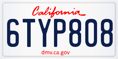 CA license plate 6TYP808