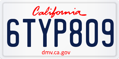 CA license plate 6TYP809