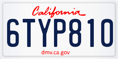 CA license plate 6TYP810