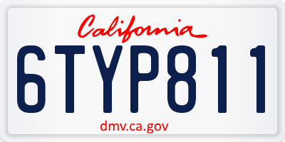 CA license plate 6TYP811