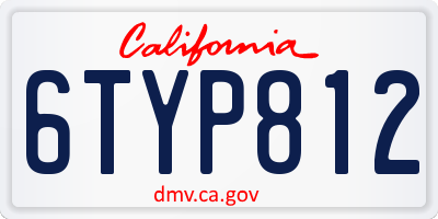 CA license plate 6TYP812