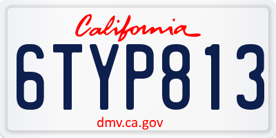 CA license plate 6TYP813