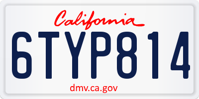 CA license plate 6TYP814