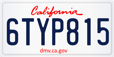 CA license plate 6TYP815