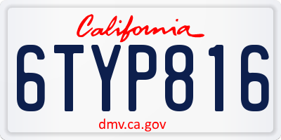 CA license plate 6TYP816