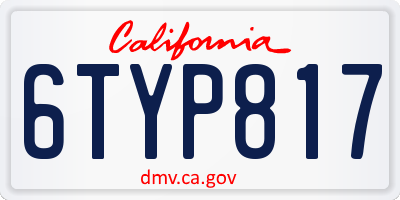 CA license plate 6TYP817