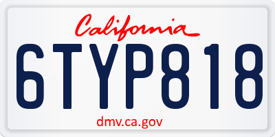 CA license plate 6TYP818