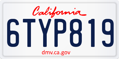 CA license plate 6TYP819
