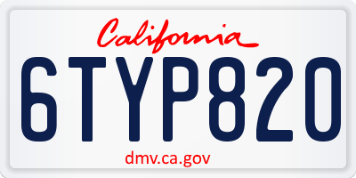 CA license plate 6TYP820
