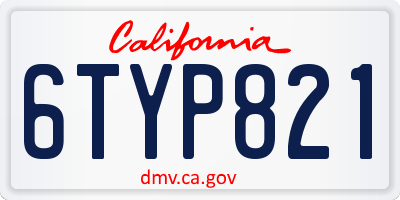 CA license plate 6TYP821