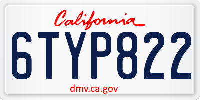 CA license plate 6TYP822