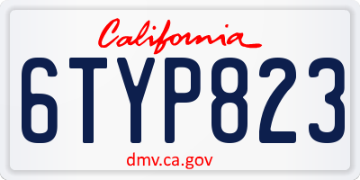 CA license plate 6TYP823