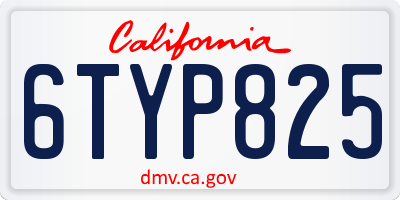 CA license plate 6TYP825