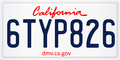 CA license plate 6TYP826