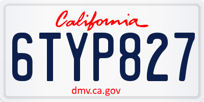 CA license plate 6TYP827