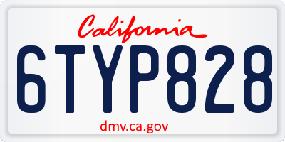 CA license plate 6TYP828