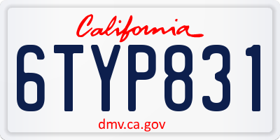 CA license plate 6TYP831